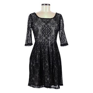 Betsey Johnson Black Lace Overlay Fit & Flare Mini Dress Size 6